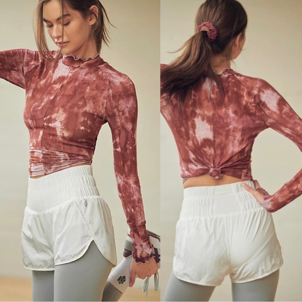 Free People FP Movement High Rise Athletic Way Home Shorts Optic White Small